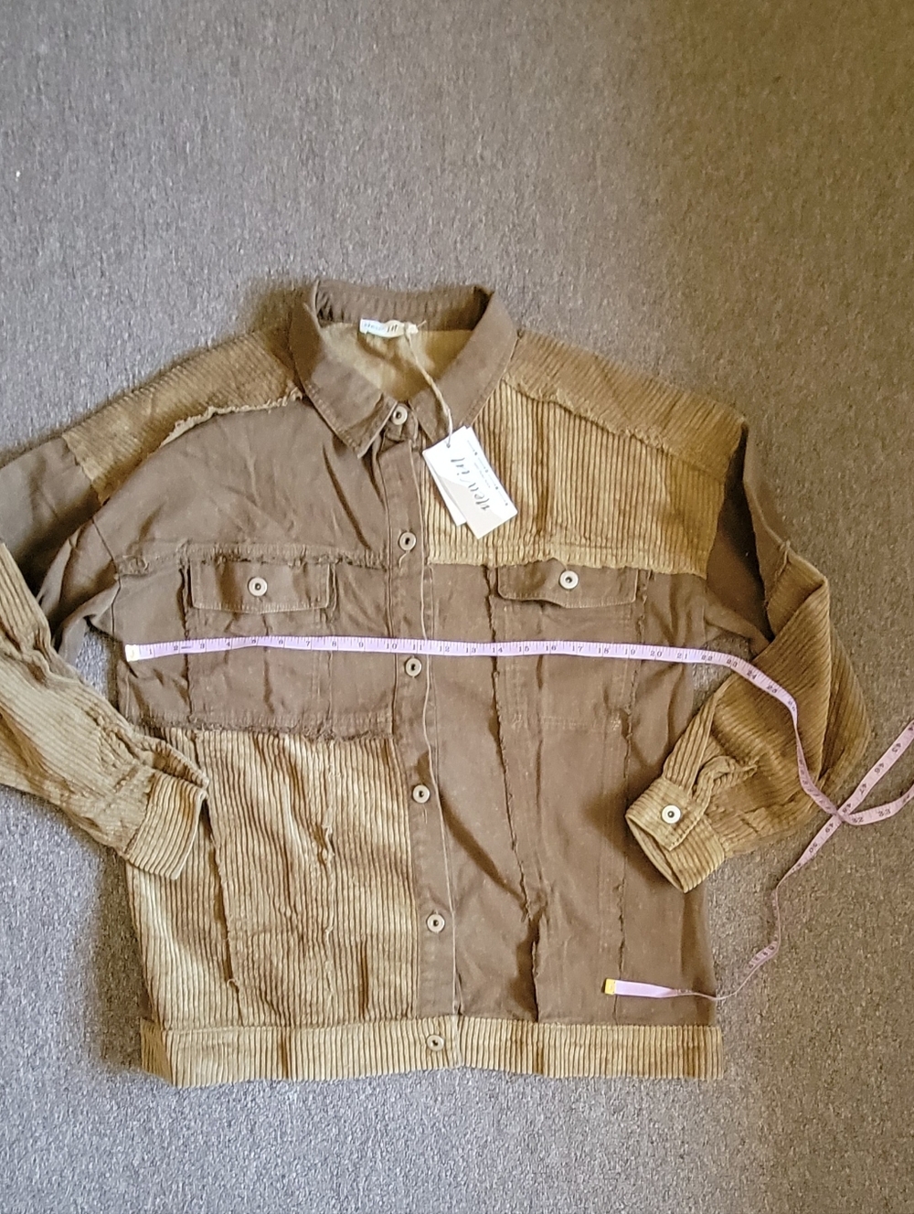 NWT Size L  Olive/Brown Corduroy Button Down Oversized "Shacket" Shirt Jacket - Picture 5 of 8